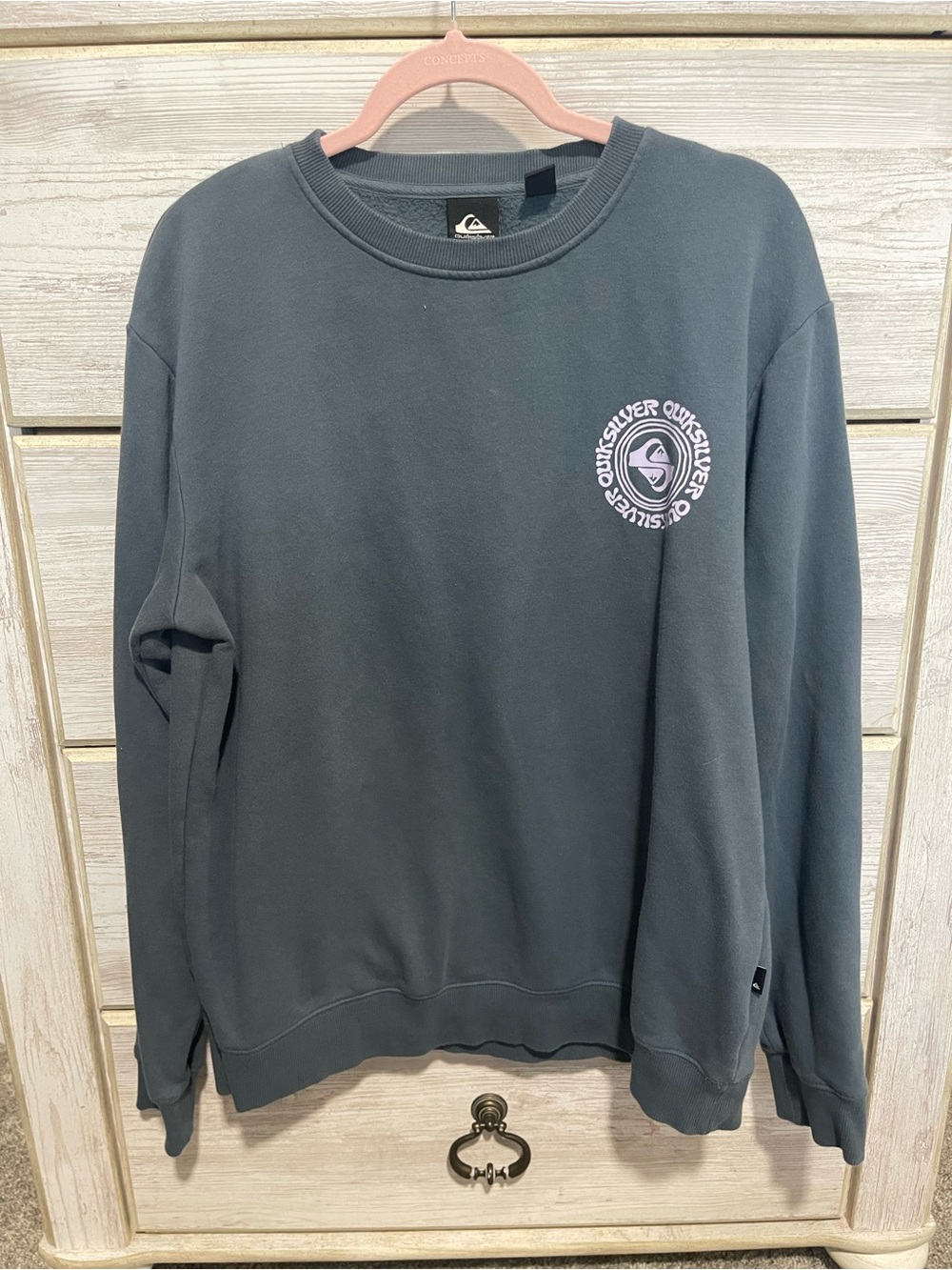 Quiksilver Men's Crewneck Sweatshirt in Dark Gray with White Logo